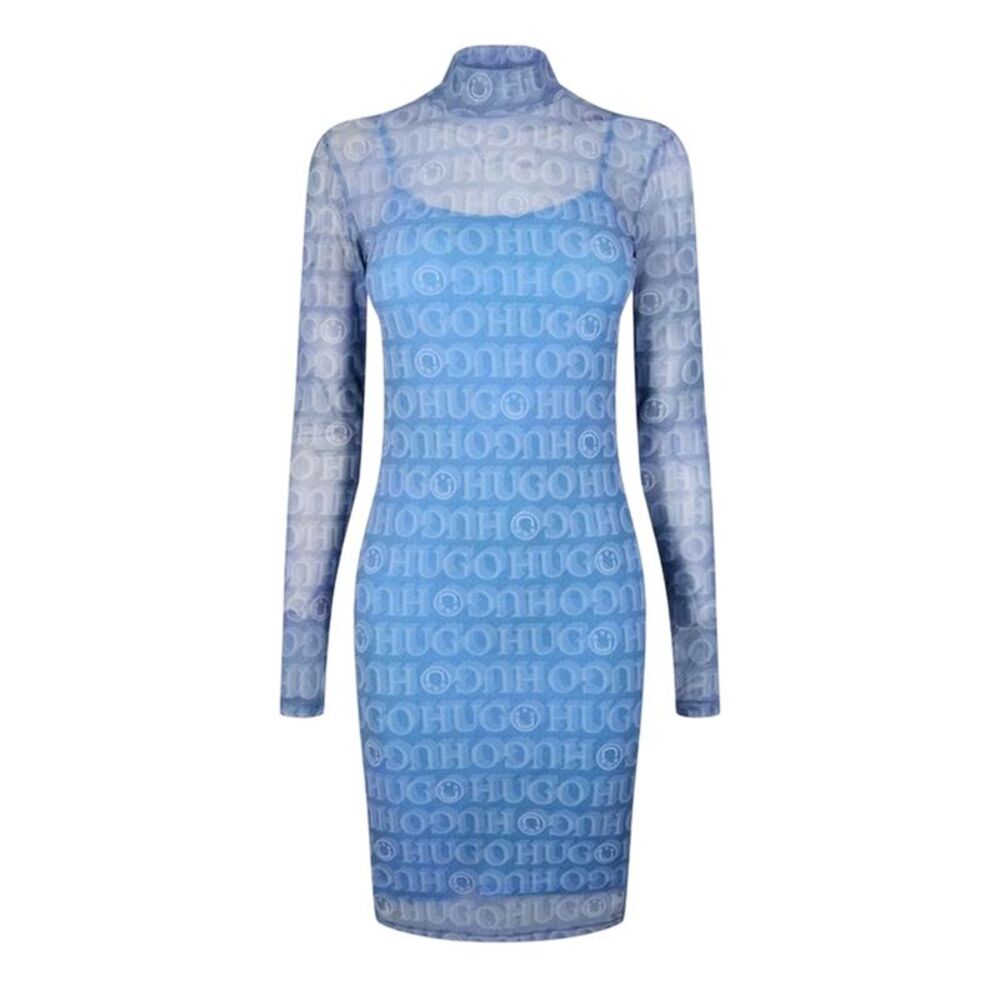 Hugo Womens/Ladies Noella All Over Logo Slim Mini Dress / Blue